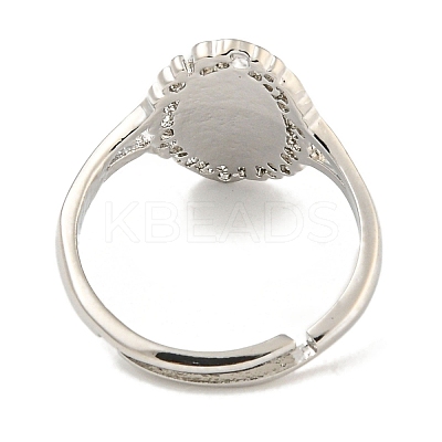 Oval with Saint Rack Plating Brass Adjustable Rings for Women RJEW-I105-03P-02-1