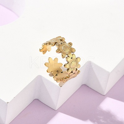 Adjustable 304 Stainless Steel Cuff Open Rings for Women LS-RJEW-Z122-03G-04-1