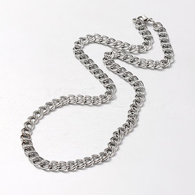 Tarnish Resistant 304 Stainless Steel Double Link Chain Necklace STAS-L127-02P-1