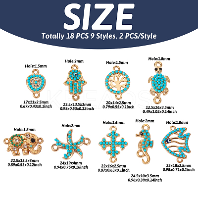 18Pcs 9 Styles Alloy Connector Charms FIND-TA0002-21-1
