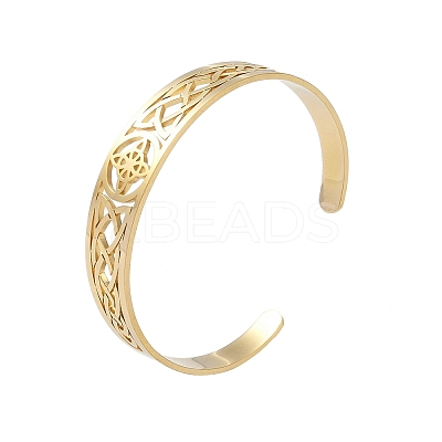 Hollow Out Knot 304 Stainless Steel Open Cuff Bangles for Women LS-BJEW-G701-02G-1