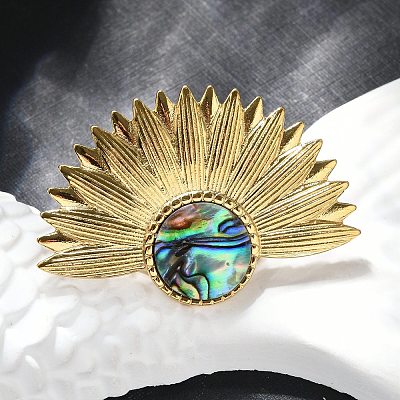 Flower 304 Stainless Steel Paua Shell Finger Rings for Women RJEW-G346-11G-01-1