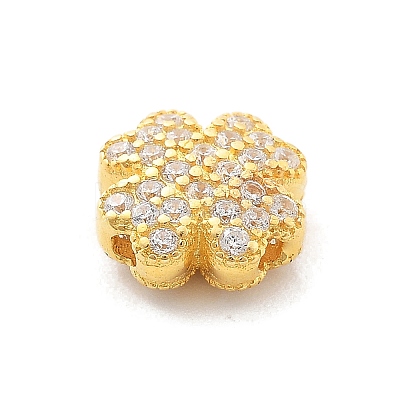 925 Sterling Silver Micro Pave Clear Cubic Zirconia Beads STER-A034-03G-1