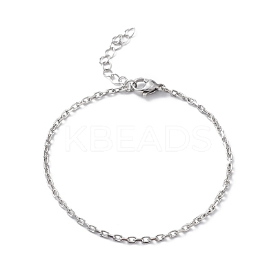 Non-Tarnish 304 Stainless Steel Cable Chain Bracelet for Men Women STAS-B039-04P-1