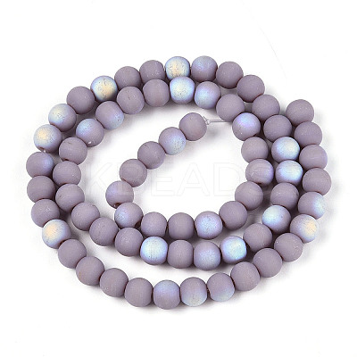 Frosted Opaque Glass Beads Strands GLAA-T032-P6mm-MBB07-1