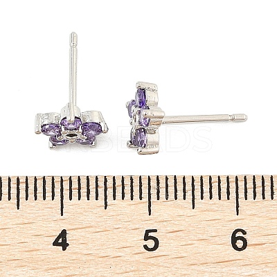 Brass Micro Pave Cubic Zirconia Stud Earrings EJEW-R016-26P-12-1