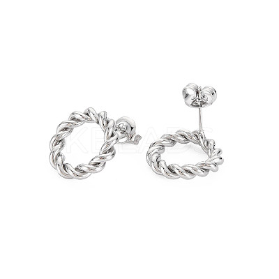 Non-Tarnish 304 Stainless Steel Twist Rope Ring Stud Earrings for Woman X-EJEW-N097-006P-1