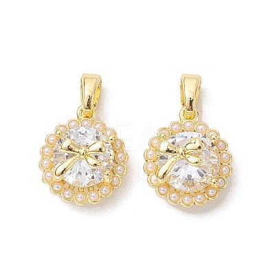 Brass Micro Pave Clear Cubic Zirconia Charms KK-K360-15G-1