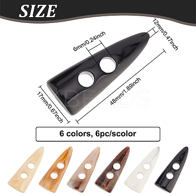 36Pcs 6 Colors Resin Buttons BUTT-FG0001-08-1
