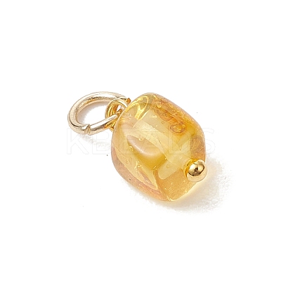 Natural Amber Square Charms PALLOY-JF04834-1