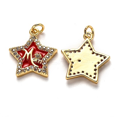 Brass Clear Cubic Zirconia Pendants KK-B028-05G-A-1