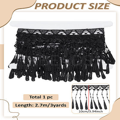 3 Yards Polyester Tassel Lace Ribbon OCOR-LP0002-57A-1
