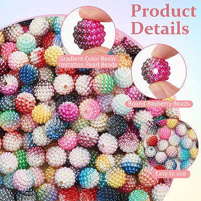 400Pcs 10 Colors Gradient Color Resin Imitation Pearl Beads RESI-NB0002-02-1
