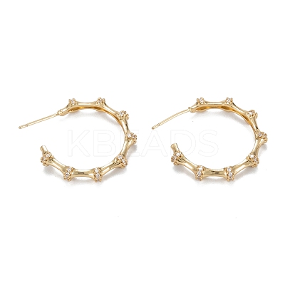 Half Hoop Sparkling Cubic Zirconia Stud Earrings for Girl Women EJEW-H126-02G-1