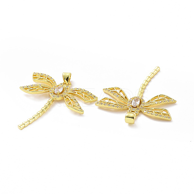 Brass Cubic Zirconia Pendants ZIRC-I062-03G-1