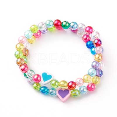 Transparent Acrylic Beaded Stretch Kids Bracelets BJEW-JB06316-1