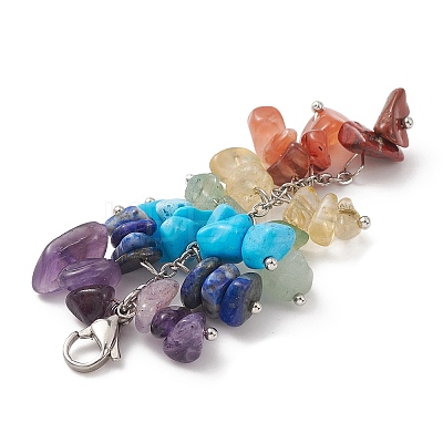Chakra Natural & Synthetic Mixed Gemstone Chip Beaded Pendant Decorations HJEW-JM01235-01-1