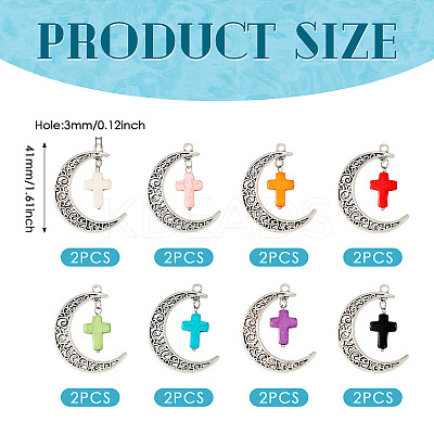 16Pcs 8 Colors Dyed Synthetic Turquoise Pendants FIND-TA0004-37-1