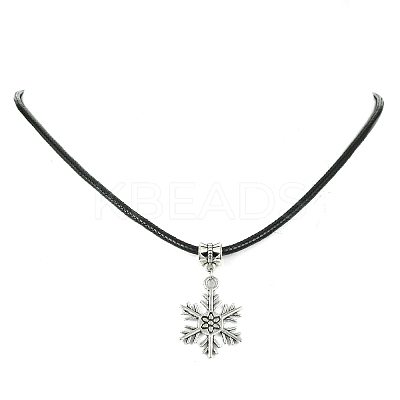 Tibetan Style Alloy Snowflake Pendant Necklaces NJEW-JN04538-1