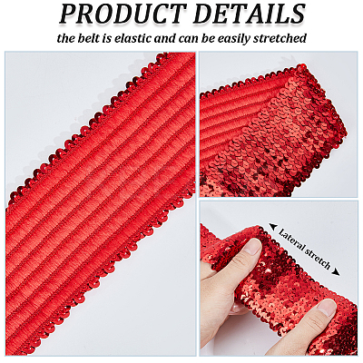 Sparkle Sequins Wide Elastic Dress Belts AJEW-WH20128-026P-02-1