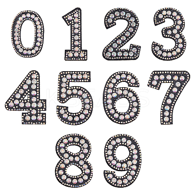 10Pcs Number Resin Hotfix Rhinestone DIY-HY0001-07-1