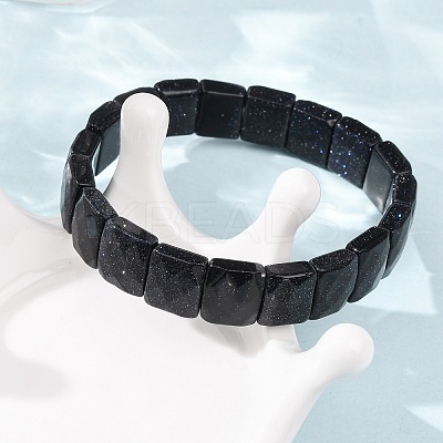 Synthetic Blue Goldstone Beaded Stretch Bracelets for Unisex G-K303-02J-1