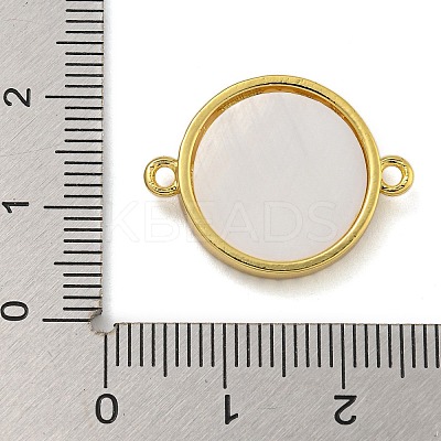 Rack Plating Brass Micro Pave Clear Cubic Zirconia Flat Round Connector Charms KK-I718-47G-02-1