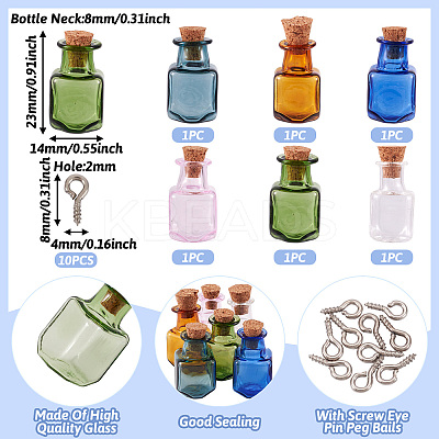 DIY Square Glass Cork Bottle Pendant Making Kit DIY-TA0009-63-1