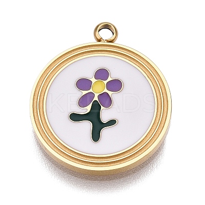 304 Stainless Steel Enamel Pendants STAS-L022-177A-G-1