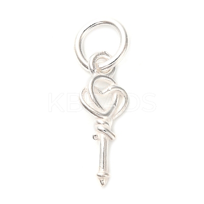 S925 Sterling Silver Heart Key Charms STER-K183-02A-S-1