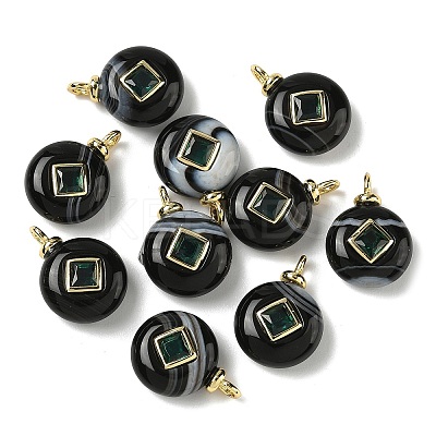 Natural Black Banded Agate Pendants G-H328-08G-D20-1