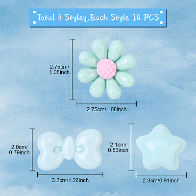 30Pcs 3 Styles Resin Cabochon CRES-YW0001-41-1