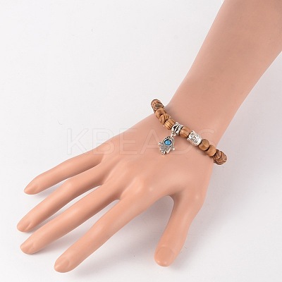Wood Beaded Stretch Bracelets BJEW-JB02126-01-1