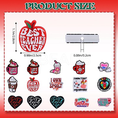 15Pcs 15 Styles Food Grade Silicone Focal Beads SIL-SZ0001-81-1