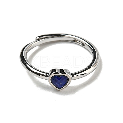 Heart Natural Lapis Lazuli Adjustable Rings RJEW-Q818-02P-03-1