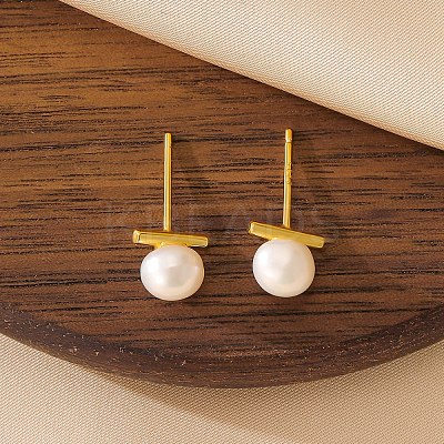 Elegant 925 Sterling Silver Freshwater Pearl Stud Earrings for Women's Daily Wear NN8713-1-1