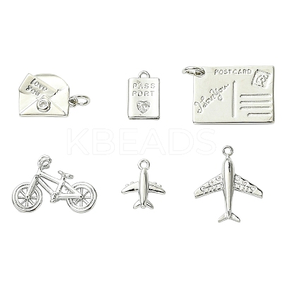 6Pcs 6 Styles Brass Micro Pave Clear Cubic Zirconia Charms KK-CJ0003-31-1