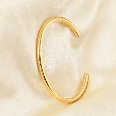 Ion Plating(IP) 304 Stainless Steel Simple Thin Cuff Bangles BJEW-P296-02G-1