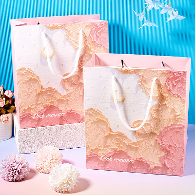6Pcs Rectangle Paper FLower Gift Bags with Rope Handles ABAG-TA0001-29A-1