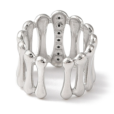 304 Stainless Steel Open Cuff Ring for Women RJEW-F166-04P-02-1