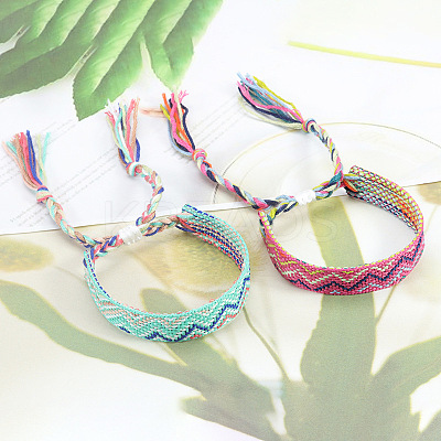 Cotton Braided Wave Pattern Cord Bracelet FIND-PW0013-002-1