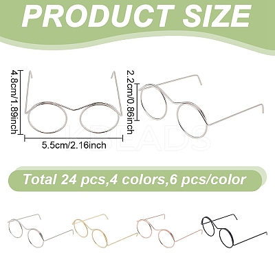 24Pcs 4 Colors Iron Eyeglasses Frames AJEW-GO0002-18-1