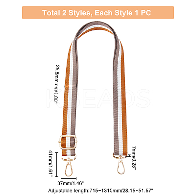 2Pcs 2 Style Stripe Pattern Nylon Fabric Bag Straps FIND-WR0003-93-1
