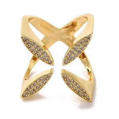 Brass Micro Pave Cubic Zirconia Rings RJEW-R141-01G-1