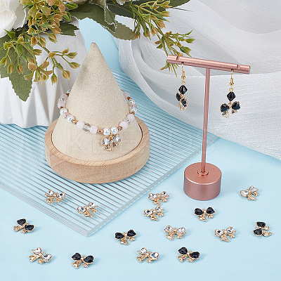 24Pcs 2 Colors Alloy Crystal Rhinestone Pendants ALRI-SC0001-55-1
