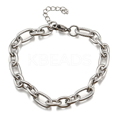 304 Stainless Steel Figaro Chains Bracelets for Men Women BJEW-R021-07P-1