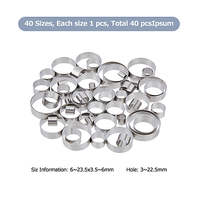 40Pcs 40 Styles 201 Stainless Steel Guides Ring FIND-FH00006-87-1