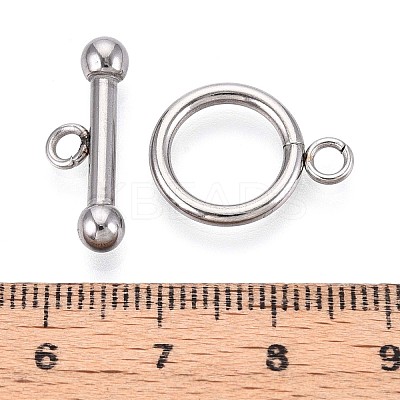 Non-Tarnish 304 Stainless Steel Ring Toggle Clasps LS-STAS-A092-09I-P-1