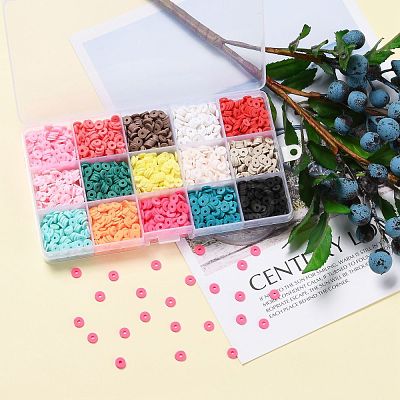 150G 15 Colors Handmade Polymer Clay Beads CLAY-JP0001-12-6mm-1