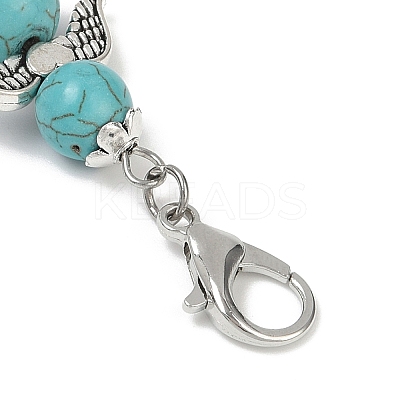 Angel Synthetic Turquoise Beads & Alloy Sea Animal Pendant Decorations HJEW-JM03074-1